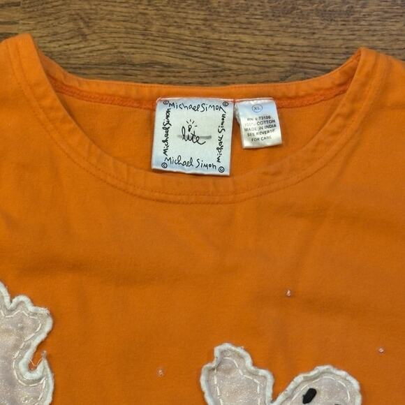 Vintage Michael Simon Top XL Halloween Ghosts Orange Appliqué Double Sided - Picture 5 of 12